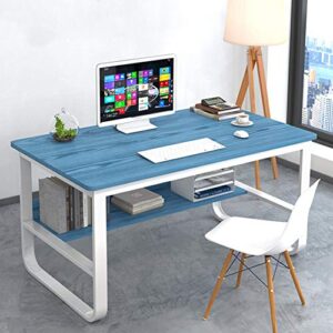 modern solid wood computer desk,large workstation study writing desk with storage shelves,pc laptop table for home or office