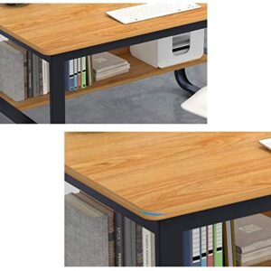 Modern Solid Wood Computer Desk,Large Workstation Study Writing Desk with Storage Shelves,Pc Laptop Table for Home Or Office