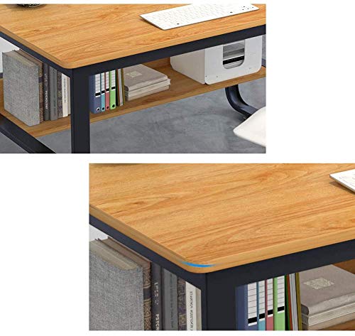 Modern Solid Wood Computer Desk,Large Workstation Study Writing Desk with Storage Shelves,Pc Laptop Table for Home Or Office