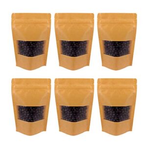 belinlen 300pcs 3.94x5.87" kraft stand up pouches zip lock food storage bags with matte window multipurpose kraft paper bags reusable, heat-sealable