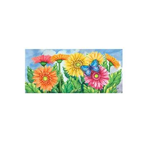 evergreen sassafras gerbera daisies interchangeable entrance doormat | indoor and outdoor | 22-inches x 10-inches | non-slip backing | all-season | low profile | home décor