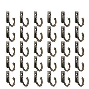 morobor wall mounted zinc alloy hooks, 30pcs mini vintage single coat hanger, single prong hooks, rustic hooks with screws, wall mounted hooks for hanging towel key hat necklace spoon, bronze