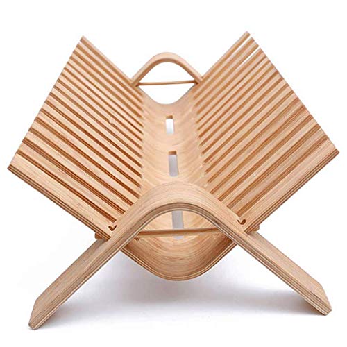 ZSQAI Kitchen shelf- Dish Drying Rack Bamboo Dish Rack plate rack Collapsible Dish Drainer, dish drying rack Wooden Plate Rack