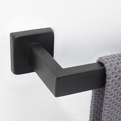 NearMoon Bathroom Towel Bar, Bath Accessories Premium Thicken Stainless Steel Square Shower Towel Rack for Bathroom, Towel Holder Wall Mounted(Matte Black, 24 Inch)