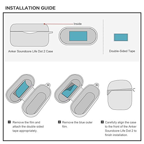WQNIDE Update Silicone Case Cover for Anker Soundcore Life Dot 2, Protective Case [LED Visible] Anti-Lost Shockproof with Keychain Earbuds Case Cover(Black)