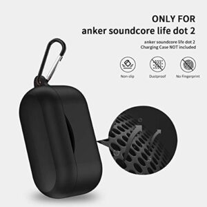 WQNIDE Update Silicone Case Cover for Anker Soundcore Life Dot 2, Protective Case [LED Visible] Anti-Lost Shockproof with Keychain Earbuds Case Cover(Black)