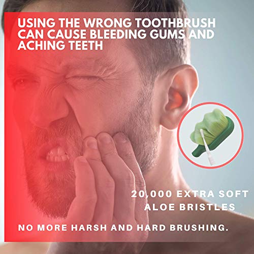 Extra Soft Toothbrush for Sensitive Gums and Teeth. Micro Nano Toothbrushes with 20,000 Ultra Soft Aloe Infused Bristles. Excellent Cleaning Effect (2 Pack) (Aloe Wave Bristle)