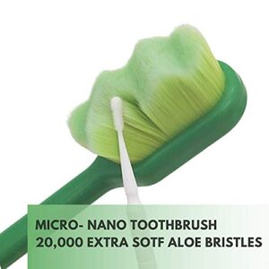 Extra Soft Toothbrush for Sensitive Gums and Teeth. Micro Nano Toothbrushes with 20,000 Ultra Soft Aloe Infused Bristles. Excellent Cleaning Effect (2 Pack) (Aloe Wave Bristle)