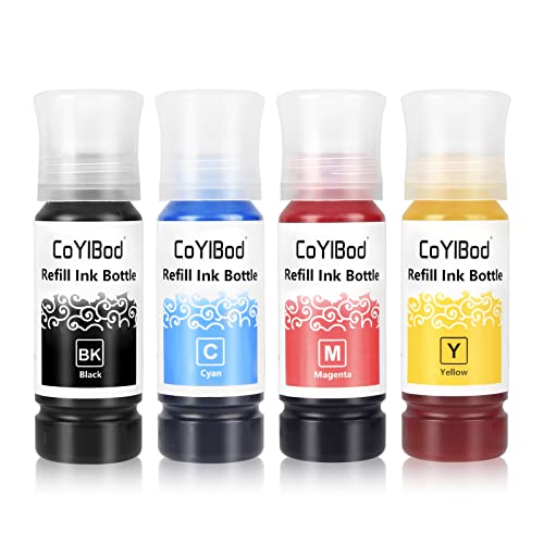 CoYlBod Dye Refill Ink Bottle Compatible T502 T512 T522 USE with ET-2720 ET-2800 ET-2803 ET-2850 ET-3850 ET-4700 ET-4750 ET-4760 ET-15000 Printer Black, Cyan, Magenta, Yellow (NOT Sublimation Ink)