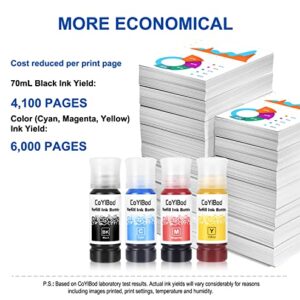 CoYlBod Dye Refill Ink Bottle Compatible T502 T512 T522 USE with ET-2720 ET-2800 ET-2803 ET-2850 ET-3850 ET-4700 ET-4750 ET-4760 ET-15000 Printer Black, Cyan, Magenta, Yellow (NOT Sublimation Ink)