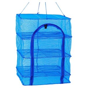 besportble drying rack 4 layers folding hanging mesh dryer for shrimp fish fruit vegetables herb, 66x35x35cm with buckle