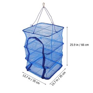 BESPORTBLE Drying Rack 4 Layers Folding Hanging Mesh Dryer for Shrimp Fish Fruit Vegetables Herb, 66X35X35cm with Buckle