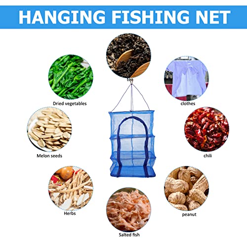 BESPORTBLE Drying Rack 4 Layers Folding Hanging Mesh Dryer for Shrimp Fish Fruit Vegetables Herb, 66X35X35cm with Buckle