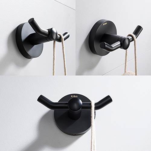 KRAUS Indy Single Handle Bathroom Faucet with 24-inch Towel Bar, Paper Holder, Towel Ring and Robe Hook in Matte Black