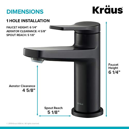 KRAUS Indy Single Handle Bathroom Faucet with 24-inch Towel Bar, Paper Holder, Towel Ring and Robe Hook in Matte Black