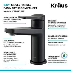 KRAUS Indy Single Handle Bathroom Faucet with 24-inch Towel Bar, Paper Holder, Towel Ring and Robe Hook in Matte Black
