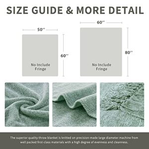 RECYCO Throw Blanket Soft Cozy Chenille Throw Blanket with Fringe Tassel for Couch Sofa Chair Bed Living Room Gift (Sage, 50'' x 60'')