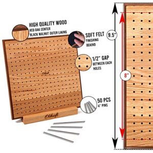 Olikraft Handcrafted Wooden Blocking Board - Excellent Gifts for Knitting Crochet and Granny Squares Lovers - Full Kit with 50 4-inches Stainless Steel Rod Pins, Stand Included (8 inches)