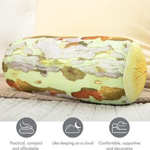 PILLOWY Microbead Log Roll Pillow - Bolster Tube Pillow Cushion Perfect Therapy Pillow - Airy Squishy Soft Bead Bag Bed Room Decoration, Neck Pillow Back Head Body Support, 14" X 8", Forest