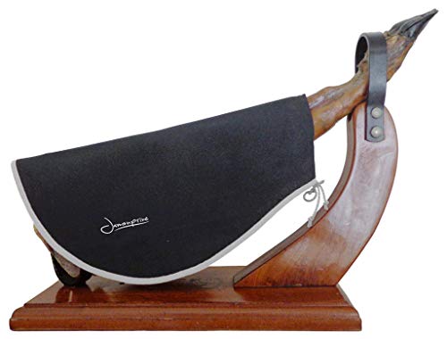 Ham Serrano Kit: Ham Stand Jamonprive with Non-slip Pads + Ham Carving Knife + Ham Cover Black + Ham Tongs