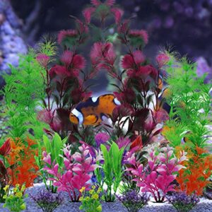 PietyPet 25 Pack Aquarium Plants, Fish Tank Decoration Colorful Artificial Fish Tank Decor Plants Aquarium Decorations for Household and Office Aquarium Simulation, Small to Large and Tall