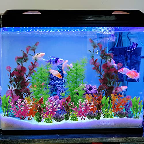 PietyPet 25 Pack Aquarium Plants, Fish Tank Decoration Colorful Artificial Fish Tank Decor Plants Aquarium Decorations for Household and Office Aquarium Simulation, Small to Large and Tall