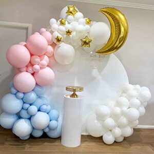 pastel pink and blue balloon arch garland kit-macaron pink balloon blue balloon 18/12in 141pcs for birthday,gender reveal,baby shower,wedding,engagement,christmas and new year party decoration