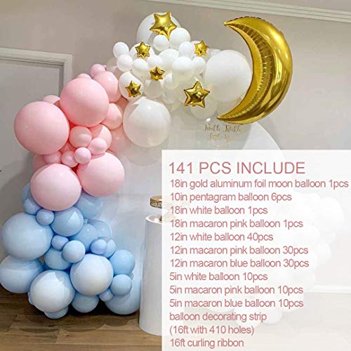 Pastel Pink and Blue Balloon Arch Garland Kit-Macaron Pink Balloon Blue Balloon 18/12in 141Pcs for Birthday,Gender Reveal,Baby Shower,Wedding,Engagement,Christmas and New Year Party Decoration