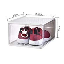SavIz Stackable Shoe Organizer - 4 Pack - Sneaker Collection - Organize, Protect, Store Sneakers - Compact Shoe Rack - Individual Cubes - Dust, Crease Proof - White/Black (Black)