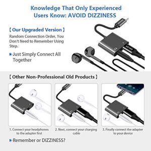 AGVEE 2-in-1 USB-C to 3.5mm Microphone Headphone Adapter, Type-C Mic AUX Earbud Splitter, USBC Audio Earphone Converter, PD 27W Charger Dongle for Samsung S21 S20 Note 20/10, iPad Pro, Pixel, Gray