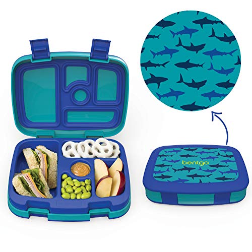 Bentgo Prints Insulated Lunch Bag Set With Kids Bento-Style Lunch Box (Shark)