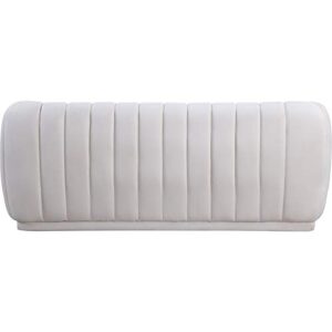 Meridian Furniture 674Cream-S Dixie Collection Modern | Contemporary Velvet Upholstered Sofa with Deep Channel Tufting, 84" W x 37" D x 32.5" H, Cream