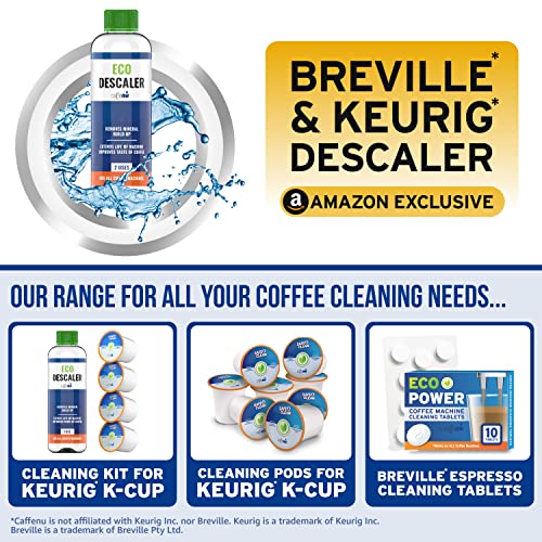 Caffenu Descaling Solution for Keurig Machines (2 bottles - 4 Uses). Universal Descaler Compatible with Keurig, Breville, Nespresso & All Other Espresso Machines. Removes Limescale