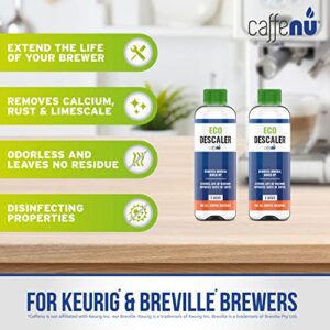 Caffenu Descaling Solution for Keurig Machines (2 bottles - 4 Uses). Universal Descaler Compatible with Keurig, Breville, Nespresso & All Other Espresso Machines. Removes Limescale