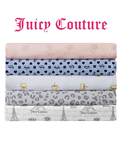 Juicy Couture – Sheet Set | Queen Bee Design Bed Sheets| Twin Size Bedding | 3 Piece Set Fitted Sheet, Flat Sheet and Pillowcase | Deep Pockets, Wrinkle Resistant and Anti Pilling | White and Gold