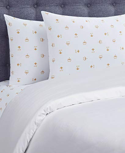 Juicy Couture – Sheet Set | Queen Bee Design Bed Sheets| Twin Size Bedding | 3 Piece Set Fitted Sheet, Flat Sheet and Pillowcase | Deep Pockets, Wrinkle Resistant and Anti Pilling | White and Gold