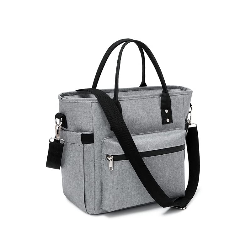 XUANQIFC Insulated Adult Lunch Bag For Women Thermal Food Storage Tote Bags Water Resistant Ice Cooler with Long Shoulder Strap Large Lunch Boxes For Men Picnic Working Outing (Grey)