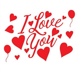 dzrige valentine's day heart stickers i love you balloon stickers bobo balloon decals for valentines party family gathering wedding anniversary decorations (red)