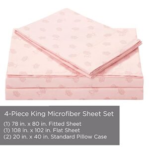 Juicy Couture – Microber Sheet Set | King Size Bed Sheets | 4 Piece Set Includes Fitted Sheet, Flat Sheet and 2 Pillowcases | Deep Pockets, Wrinkle Resistant and Anti Pilling