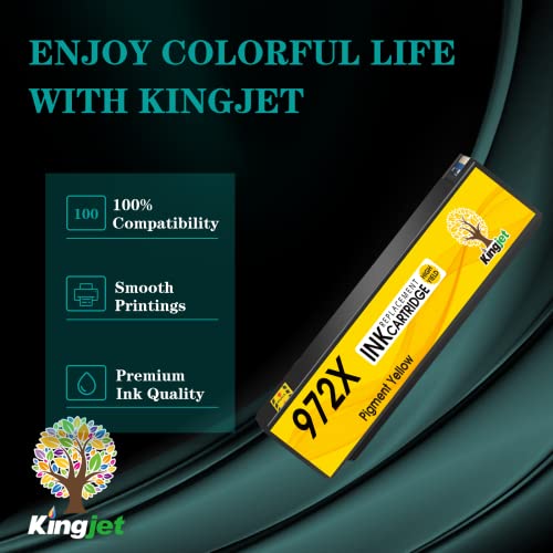 Kingjet Compatible for HP 972X Yellow Ink Cartridge Replacement for HP 972X 972 Magenta Work with PageWide Pro 477dw 577dw 577z 552dw 452dn 452dw 477dn PageWide Managed P55250dw P57750dw Printer