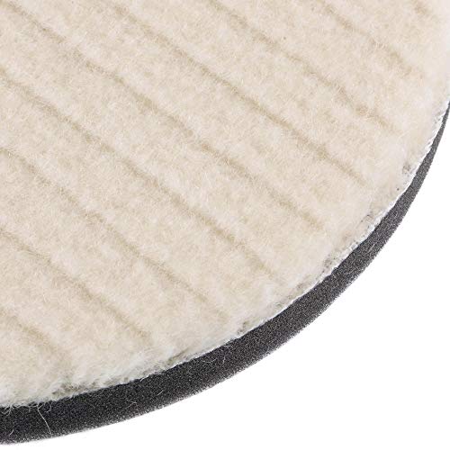 uxcell 7" Wool Felt Sponge Polishing Pad Hook and Loop Buffing Wheel with Hole Coarse Polishing for Orbital Polisher Buffer