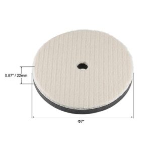 uxcell 7" Wool Felt Sponge Polishing Pad Hook and Loop Buffing Wheel with Hole Coarse Polishing for Orbital Polisher Buffer