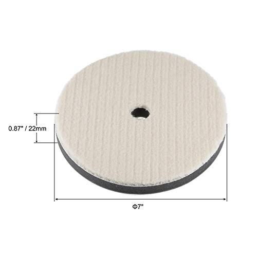 uxcell 7" Wool Felt Sponge Polishing Pad Hook and Loop Buffing Wheel with Hole Coarse Polishing for Orbital Polisher Buffer