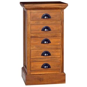 vidaxl solid teak wood 5-drawer cabinet chest of drawer storage sideboard side wooden cabinet dresser low board living room home interior