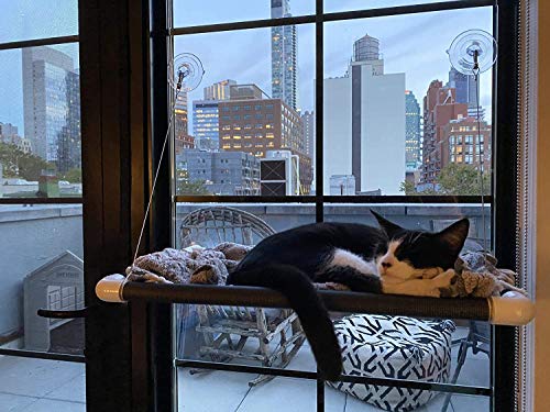 Lcybem Cat Window Perch - Cat Hammocks for Window with Plush Pad, Space Saving Cat Bed, Pet Resting Seat Safety Holds Two Large Cats, Providing All Around 360° Sunbathe for Indoor