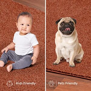 Furnish my Place Modern Plush Solid Color Rug - Rust, 3' x 5', Pet and Kids Friendly Rug. Made in USA, Rectangle, Area Rugs Great for Kids, Pets, Event, Wedding