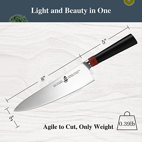 TUO Chef Knife 8 inch Kitchen Knife Cooking Knife Chef's Knife Pro Japanese Gyuto Knife for Vegetable Fruit and Meat, AUS-8 High Carbon Stainless Steel with Ergonomic Handle Gift Box, Ring Lite Series