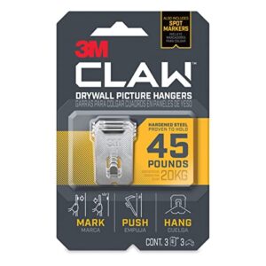 3m claw strong durable drywall picture hanger (1 pack, 3 count)