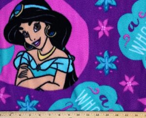 1-1/2 yard - jasmine aladdin purple & turquoise fleece fabric - officially licensed (great for quilting, sewing, craft projects, throw blankets, pillows & more) precut 1-1/2 yard x 60" wide