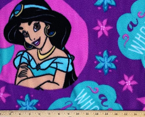 1-1/2 Yard - Jasmine Aladdin Purple & Turquoise Fleece Fabric - Officially Licensed (Great for Quilting, Sewing, Craft Projects, Throw Blankets, Pillows & More) PreCut 1-1/2 Yard X 60" Wide